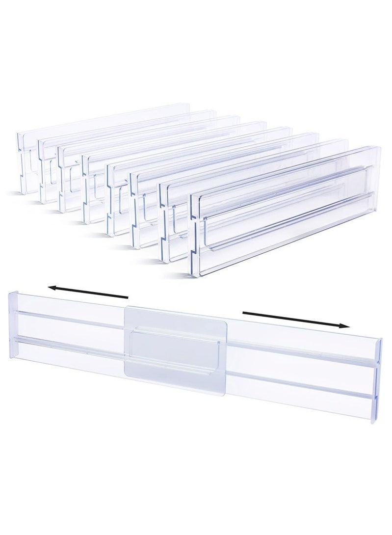 Drawer Dividers Organizers 8 Pack, Adjustable 3.15" High Expandable from 10.8-20.4" Kitchen Drawer Organizer, Clear Plastic Drawers Separators for Clothing, Kitchen and Office Storage - Image 1